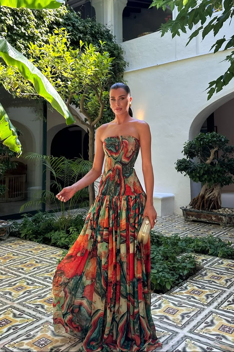 Bellamy Strapless Pleated Maxi Dress