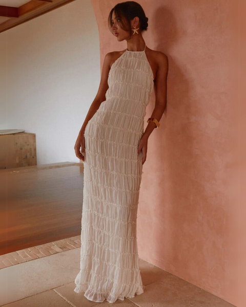 greta maxi dress beige Greta